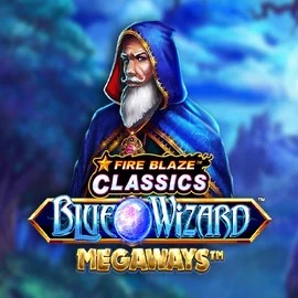 Official Slots logo: Fire Blaze Blue Wizard Megaways by Rarestone Gaming at Gransino Casino